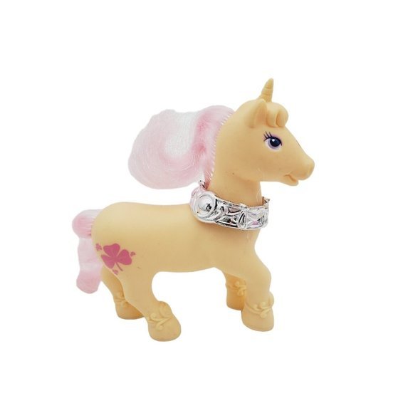 VTG Yellow Chap Mei Cutie Pony Unicorn Brushable Tail 2.5” Figure Pink Clover Co - Picture 3 of 4